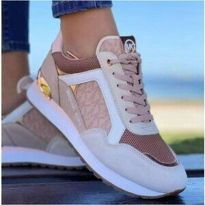 ❤️Michael Kors Womens Shoes Sz 5.5 Wilma Trainer Sneakers Soft Pink Suede FT22F
